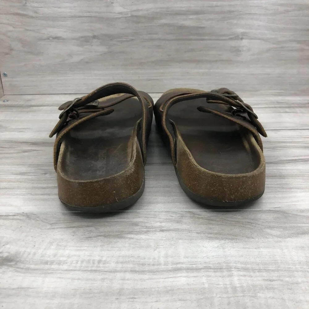 Skechers Sandals Men's 10 Brown Leather Kravon Slide Slip On shoes